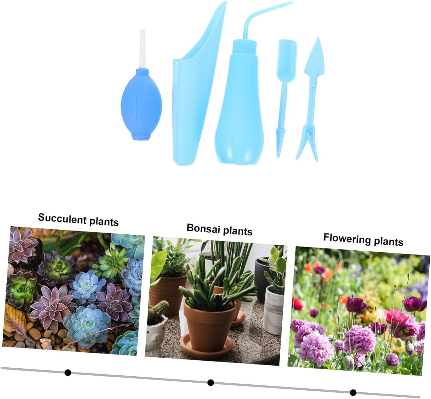 Happyyami 4 Sets Suits for Multi-Functional of Gardening Transplanting Sky Household Succulent Small Hand Garden Sky- Blue Supplies Watering Pot Kit Accessories Starter Tools Indoor