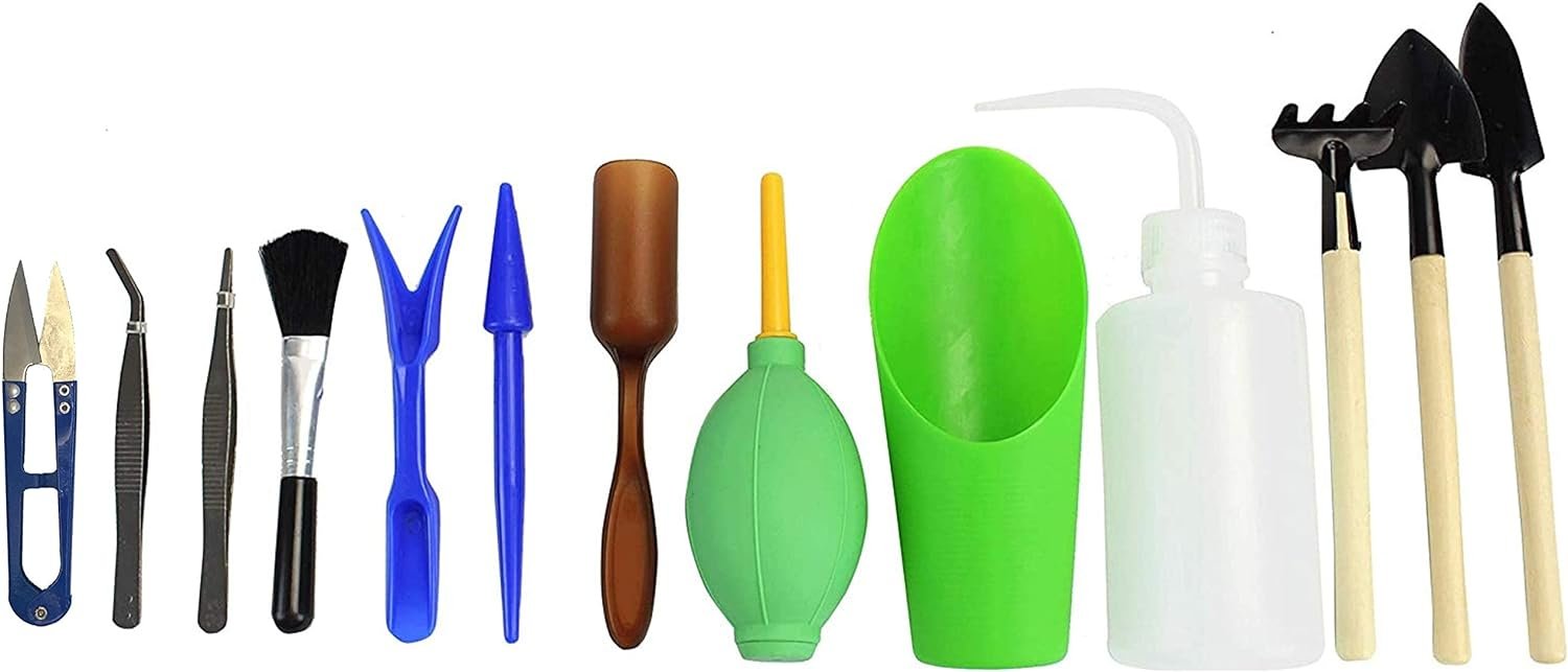 Succulent Kit Organizer Bag Gardening Tool Set | Terrarium Supplies Mini Succulent Garden Tool Kit | Heavy Duty Succulent Bonsai Planter Set Indoor Gardening | Fairy Zen Kit for Soil Fertilizer Seeds