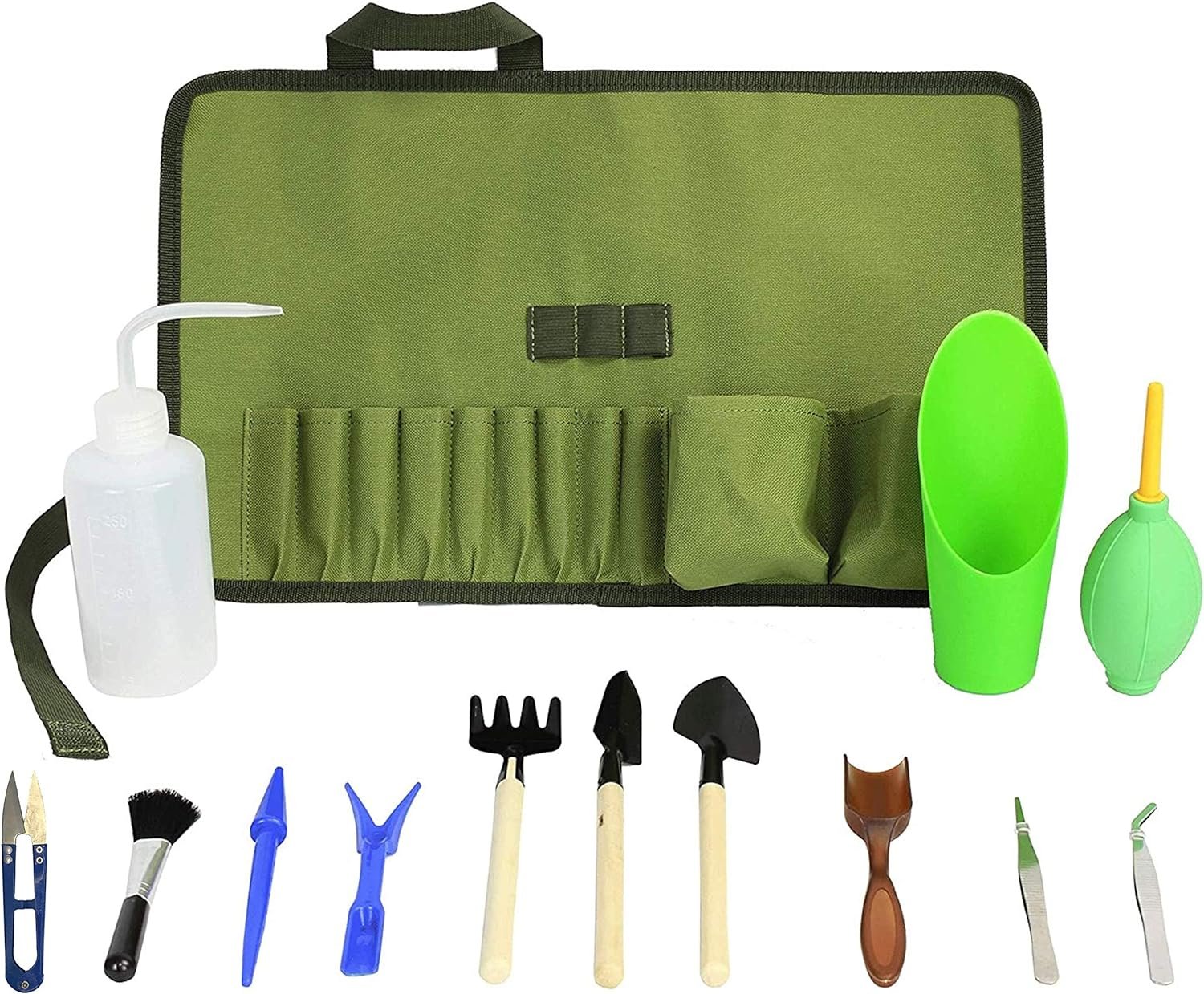 Succulent Kit Roll Organizer Gardening Tool Set | Terrarium Supplies Mini Succulent Garden Tool Kit | Heavy Duty Succulent Bonsai Planter Set Indoor Gardening | Fairy Zen Kit for Soil Fertilizer Seeds