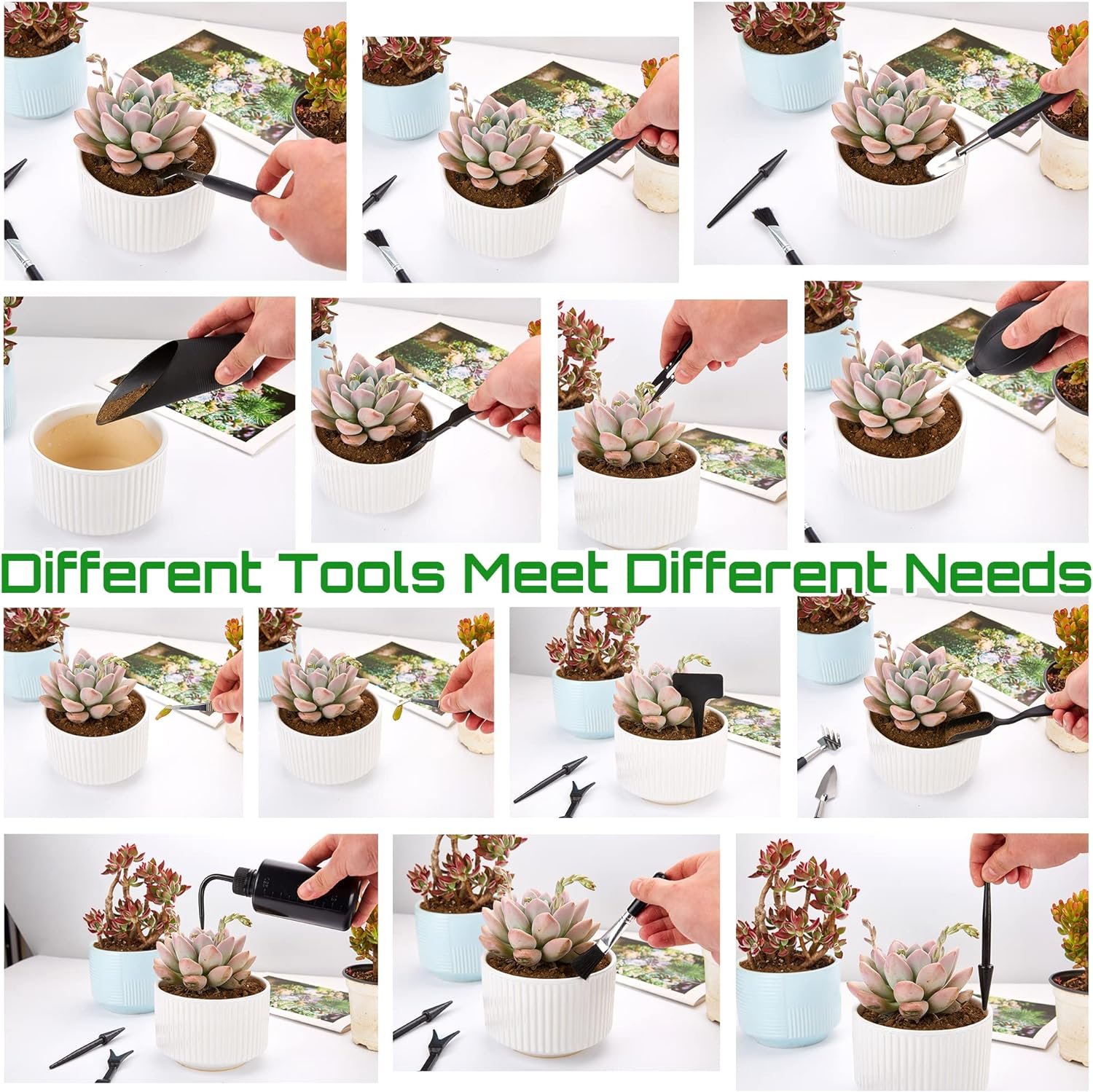 Succulent Tools Kit,57 Pcs Mini Garden Tools ,Bonsai Tree Kit Plant Accessories Indoor Gardening Hand Tools with Repotting Mat, Succulent Kit for Plant Care,Gardening Gifts for Men Women
