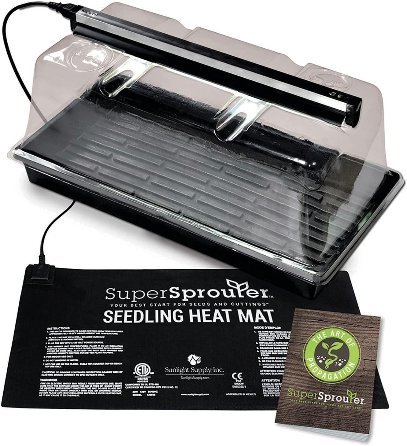 Super Sprouter Deluxe Propagation Kit for Starting Seeds or Cuttings, Includes Humidity Dome, Tray, Grow Light, and Booklet