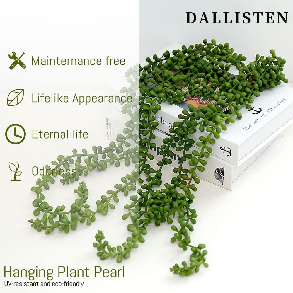 dallisten 6 Pcs Artificial Succulents Hanging Plants, Fake String of Pearls Greenery Plants,Decoration for Wall, Home,Garden,Indoor and Outdoor
