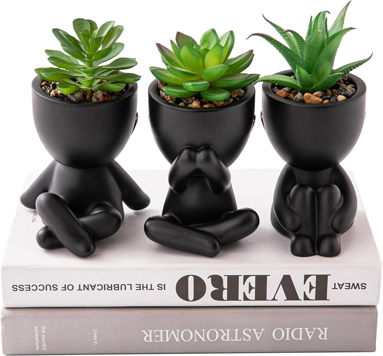 HEYO-YEPY 6PCS Cute Emoji Artificial Plant Office Decor for Women and Men, Funny Desk Plant Decor for Office and Home, Potted Small Fake Plants for Indoor Decoration