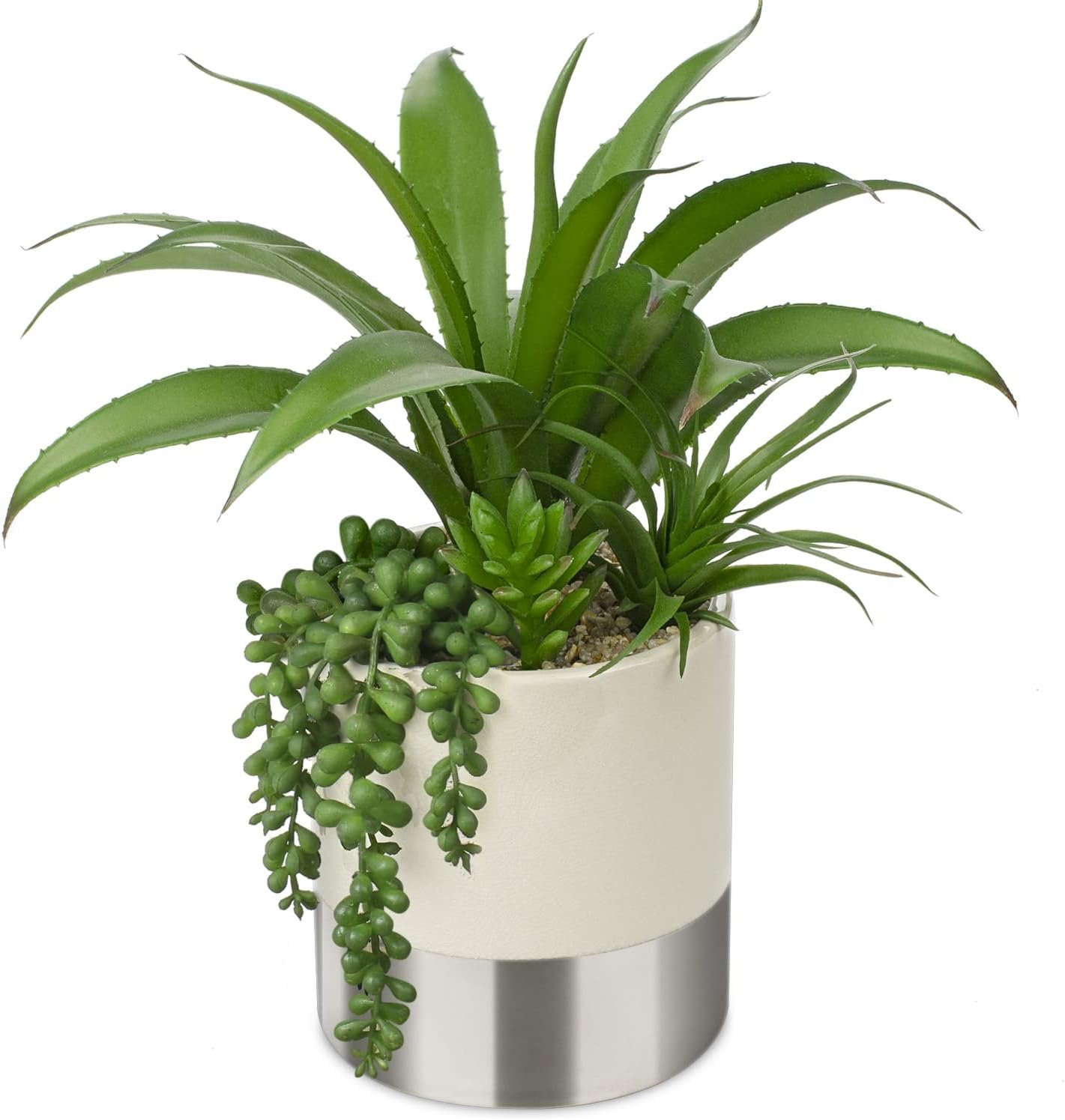 Large Artificial Succulents Plants Faux Succulents 12 Fake Succulent Plants in Gold Ceramic Pot Succulent Plant for Desk Modern Home Living Room Office Table Bathroom Decor