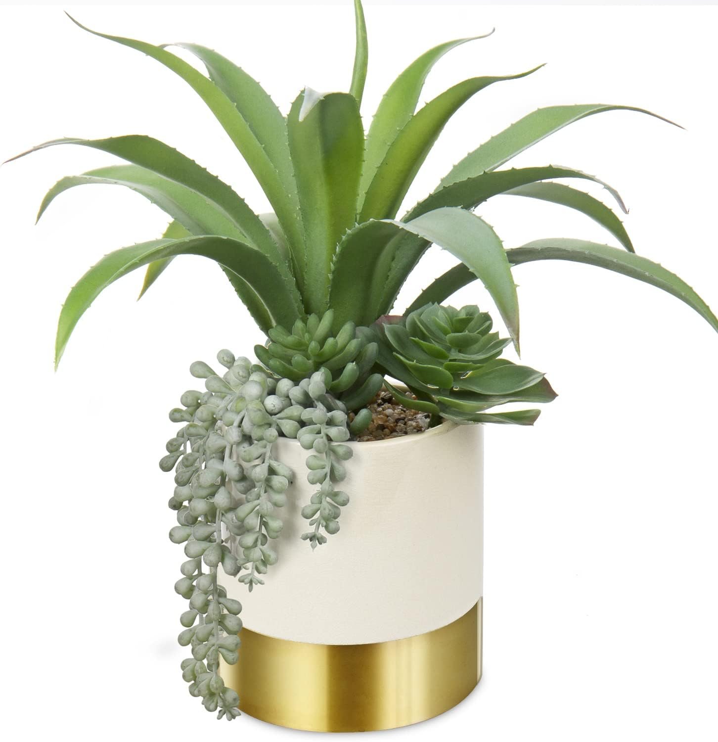 Large Artificial Succulents Plants Faux Succulents 12 Fake Succulent Plants in Gold Ceramic Pot Succulent Plant for Desk Modern Home Living Room Office Table Bathroom Decor