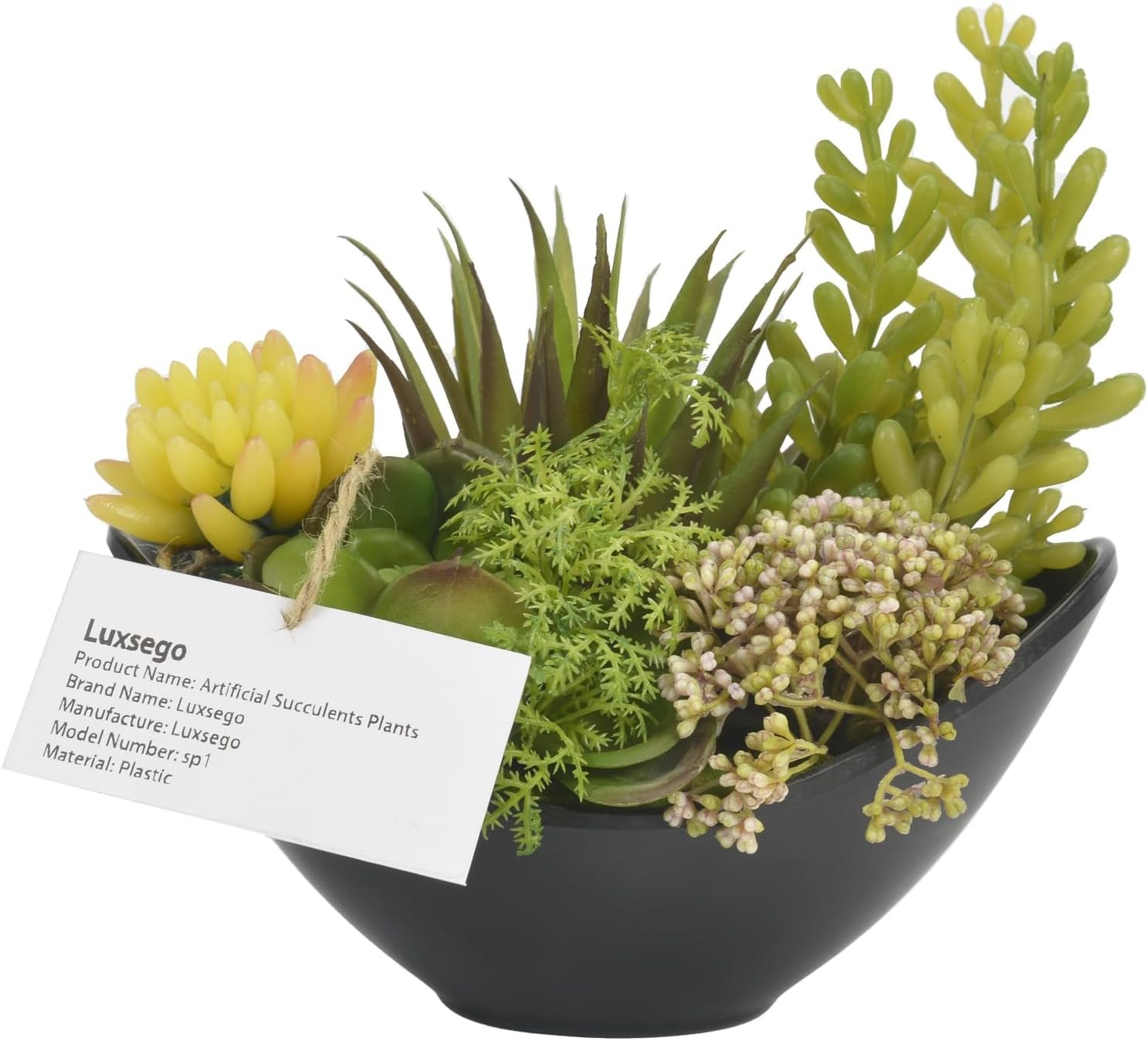 luxsego Artificial Succulents Plants, Fake Potted Plants - 7.2 Inch Faux Succulents, Artificial Plants Greenery for Hone Garden, Table Desk Shelves, Bathroom, Office Decorations(1 Pot)