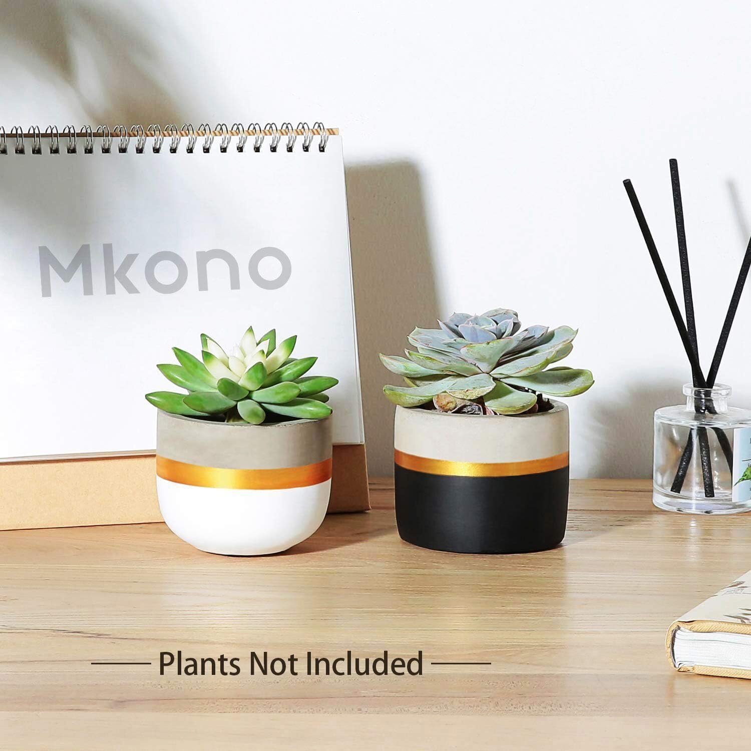 Mkono 3 Inch Mini Succulent Pots Concrete Planter Set, Modern Tiny Container for Indoor Plants, Christmas Home Office Decor Gifts for Plant Lovers (Plant NOT Included)