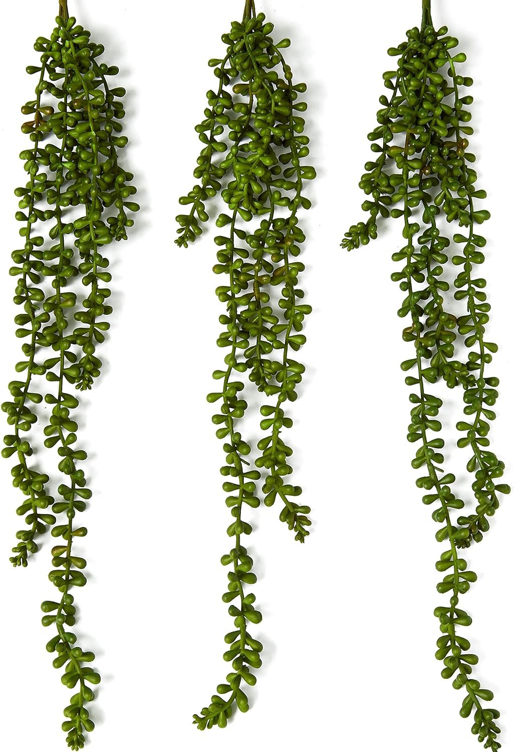 SEEKO Succulents String of Pearls, Fake Hanging Plants Artificial Décor, Faux Succulents Unpotted, Artificial Hanging Plants for Greenery Décor, Wall Plant, 3 Pack, 13.5