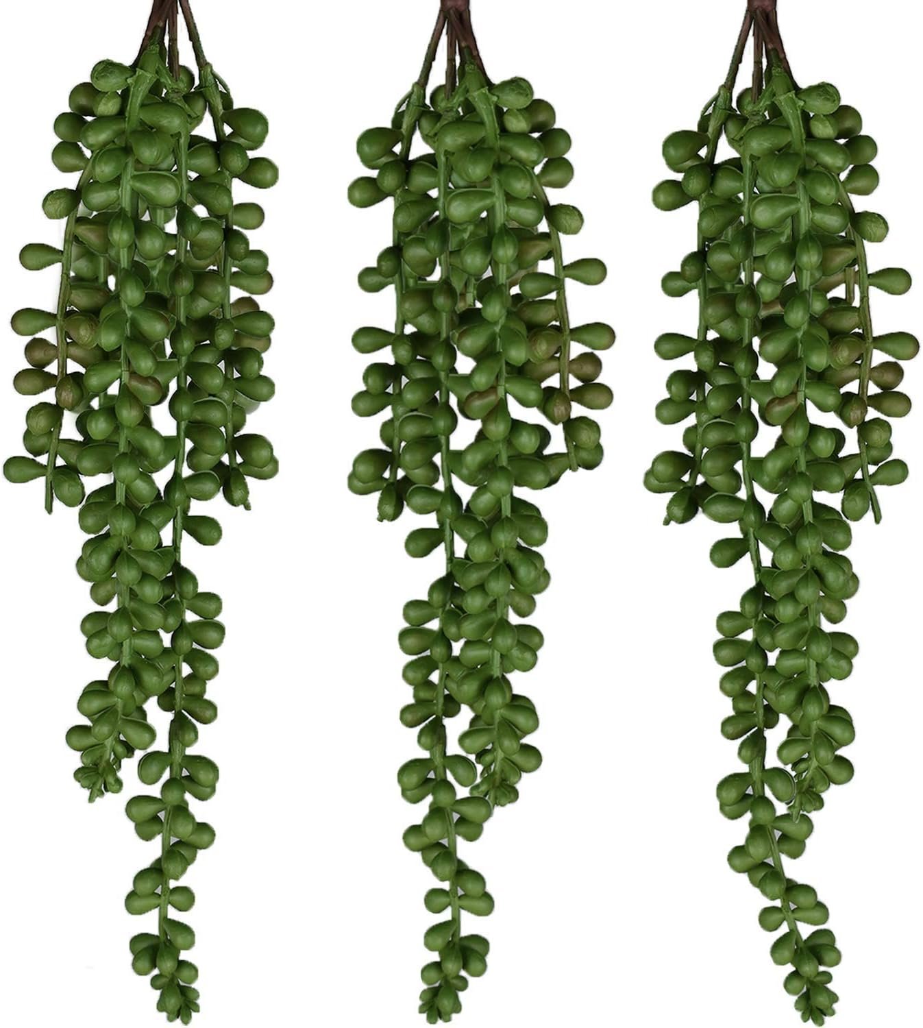 SEEKO Succulents String of Pearls, Fake Hanging Plants Artificial Décor, Faux Succulents Unpotted, Artificial Hanging Plants for Greenery Décor, Wall Plant, 3 Pack, 13.5