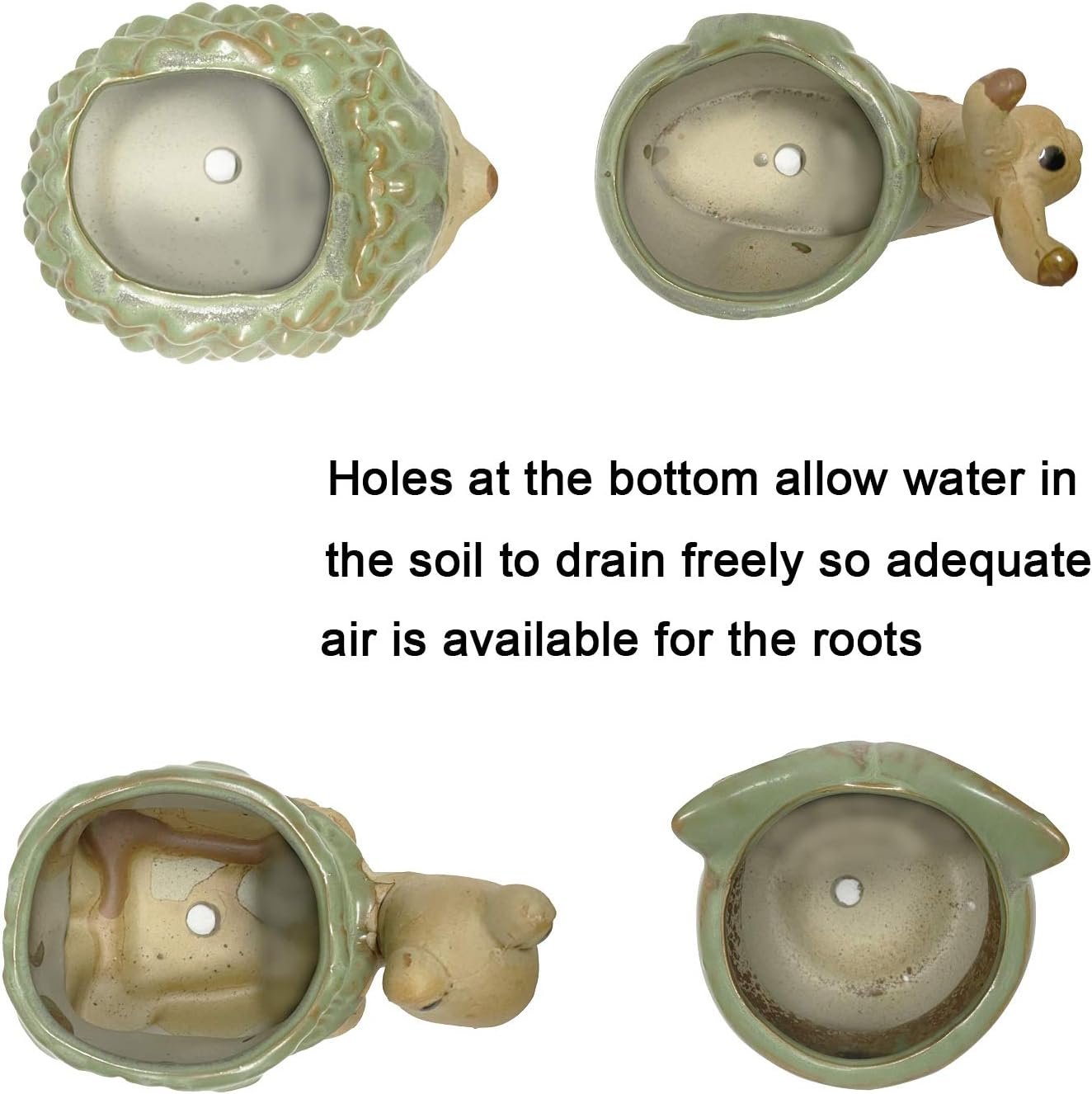 SUNSMIL Small Ceramic Succulent Pot with Drainage, Animal Succulent Planter, 4.4 Inch Flower Pots, for Flower, Cactus, Mini Succulent Plants, Indoor and Outdoor use, Set of 4 Garden Gift