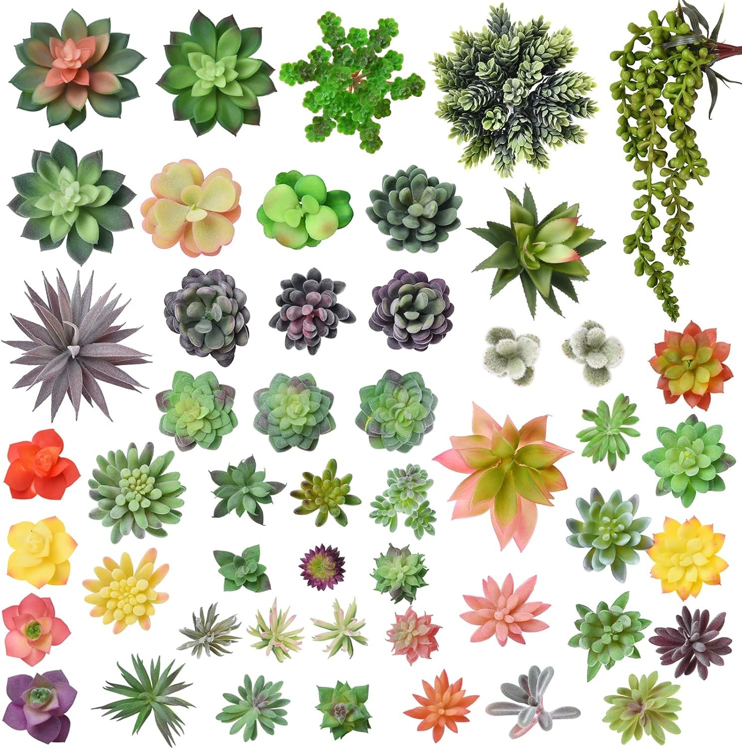 Thatswut - 50 Pack Bulk Large Assorted Realistic Artificial Faux Succulents Aloe Plants Realistic Fake Succulent Plants, Largest Set of Succulents